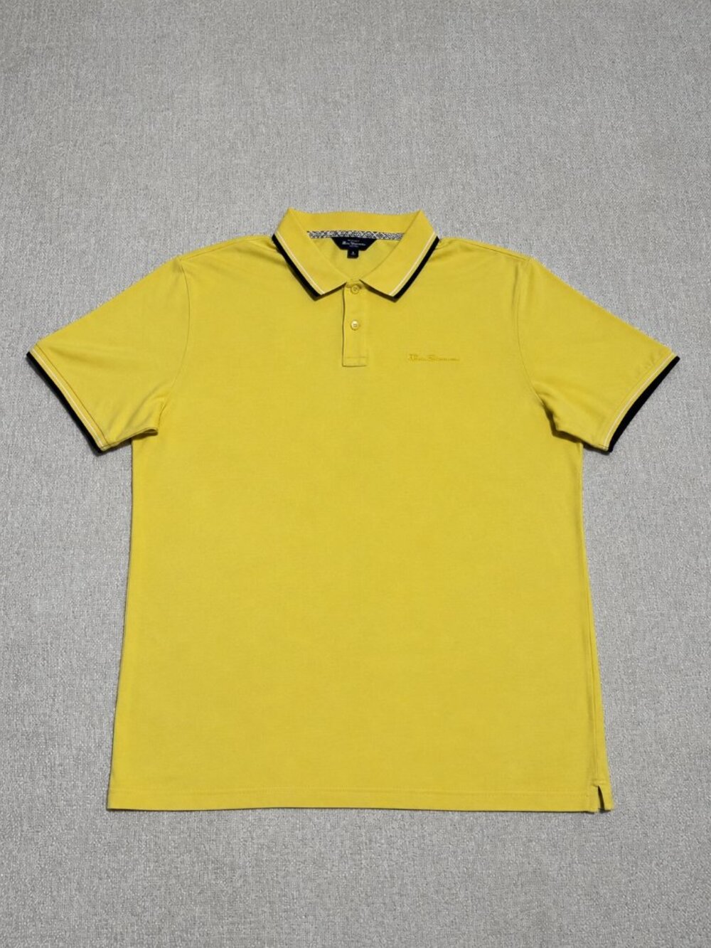 Ben Sherman Yellow Polo Shirt Men’s Size L Classic Fit Stretch - Picture 2 of 8